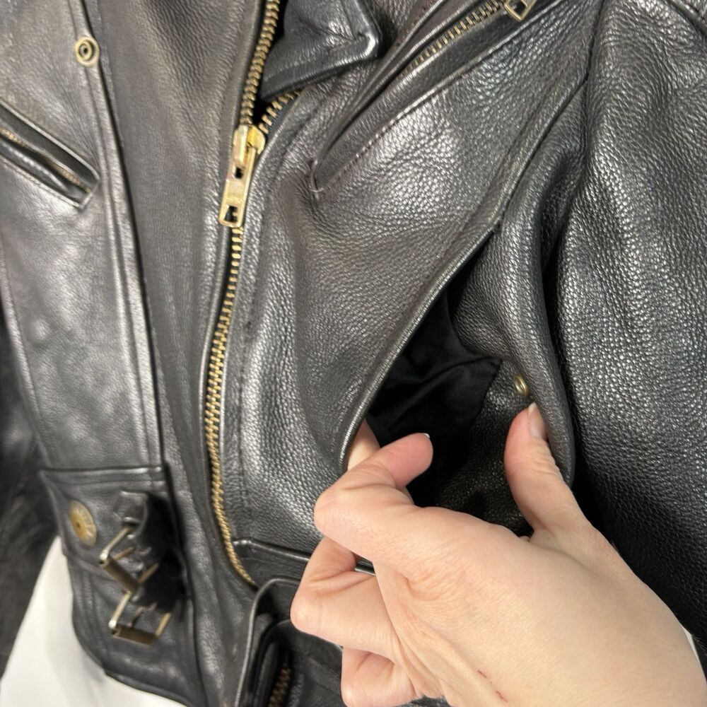 Vintage Hudson Leather Motorcycle Jacket Fitted Asymmetrical Women Size Small - Picture 6 of 12